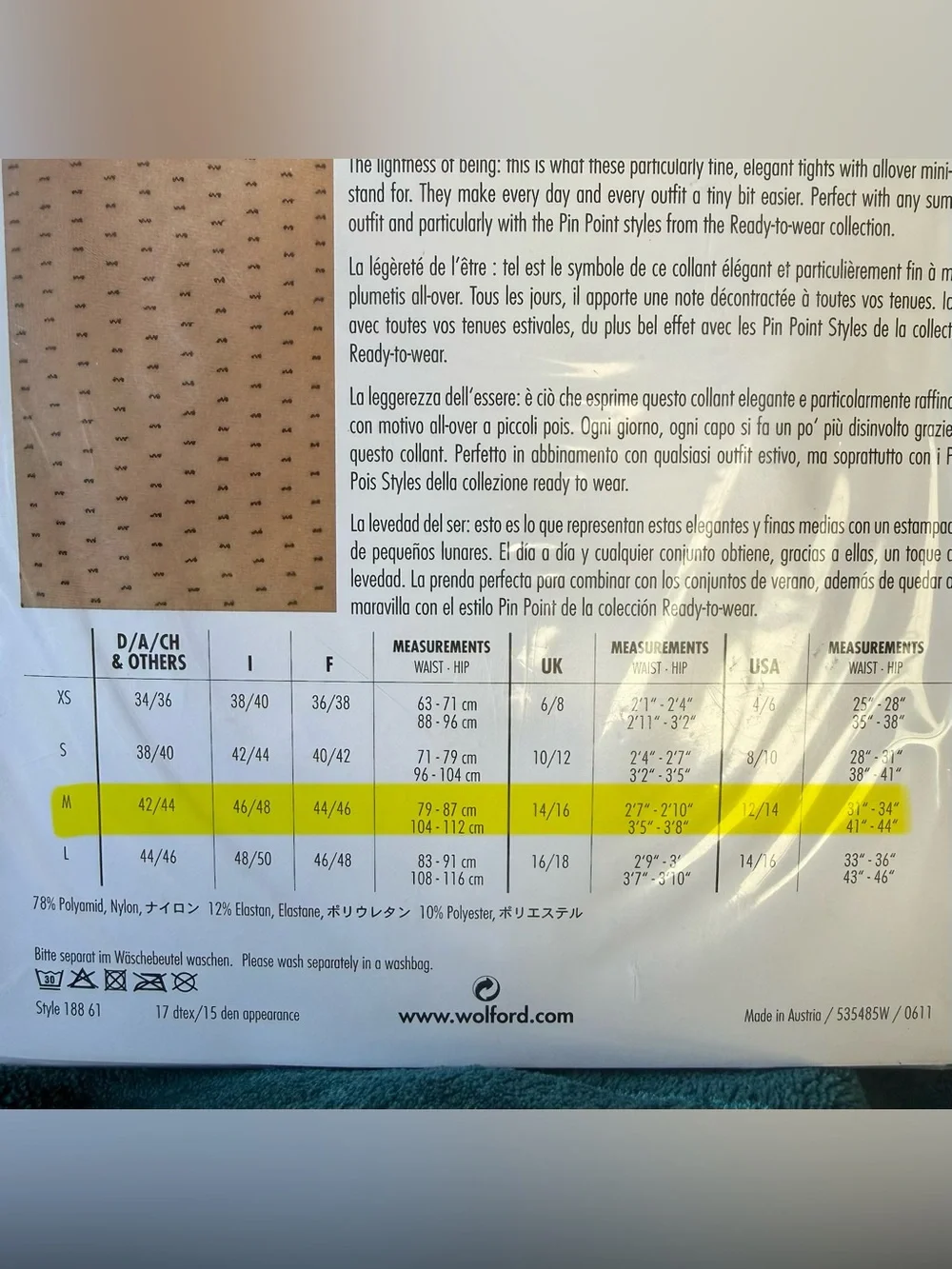 Wolford Black Sun-dot Tights sahara/black  sizs M
